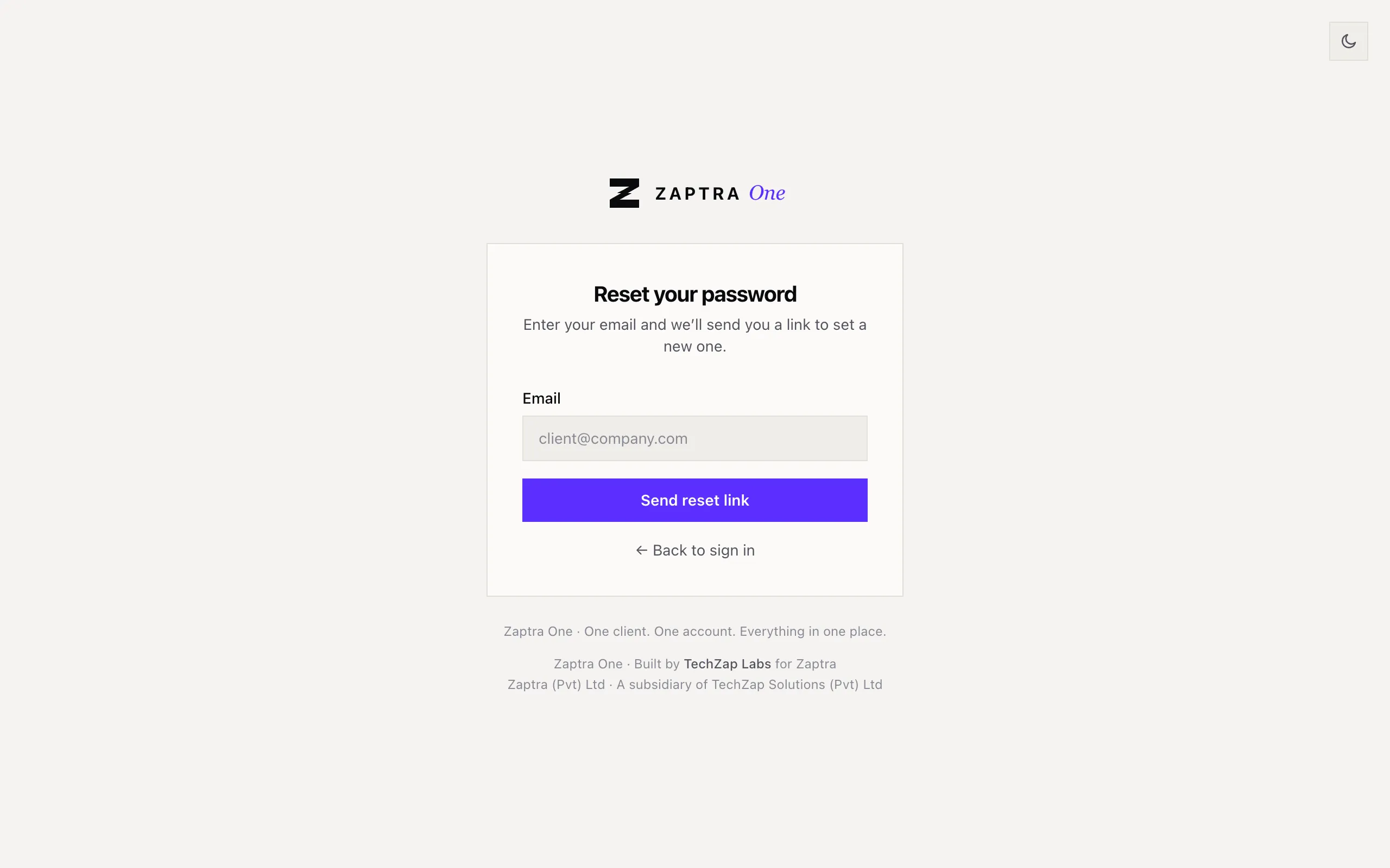 The Reset your password page